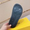 Fendi -men's -FF -jacquard- fabric -slides (2) Fendi men's FF jacquard fabric slides.