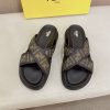 Fendi men's FF jacquard fabric slides.