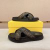 Fendi men's FF jacquard fabric slides.