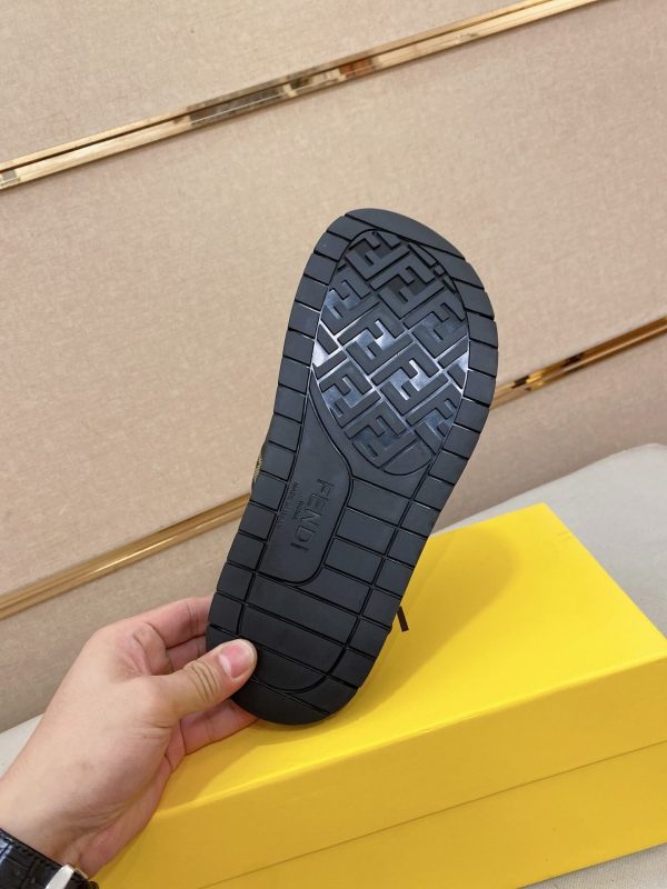 Fendi men's FF jacquard fabric slides.