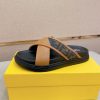 Fendi men's FF jacquard fabric slides.