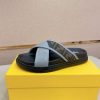 Fendi -men's -FF -jacquard- fabric -slides (9) Fendi men's FF jacquard fabric slides.