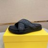 Fendi men's FF jacquard fabric slides.