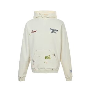 Gallery Dept. Studio Oversized Logo-Print Embroidered Cotton-Jersey Hoodie- Off-White