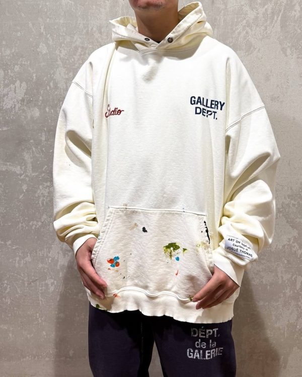 Gallery Dept. Studio Oversized Logo-Print Embroidered Cotton-Jersey Hoodie- Off-White