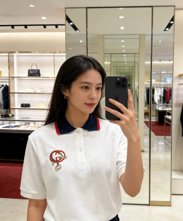 Gucci GG Cotton Piquet Jacquard Polo Shirt- White (1) Gucci GG Cotton Piquet Jacquard Polo Shirt- White