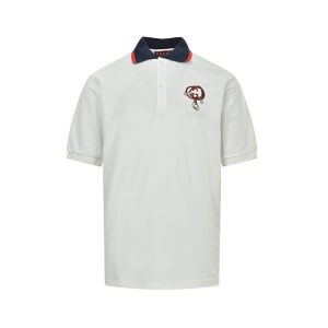 Gucci GG Cotton Piquet Jacquard Polo Shirt- White