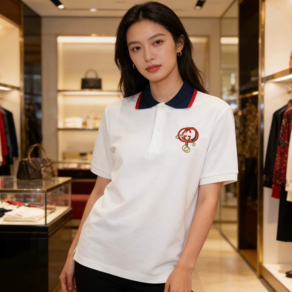 Gucci GG Cotton Piquet Jacquard Polo Shirt- White (2) Gucci GG Cotton Piquet Jacquard Polo Shirt- White