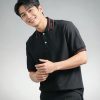Gucci Logo-Appliqué Ribbed Jacquard Collar Polo Shirt- Black