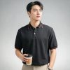 Gucci Logo-Appliqué Ribbed Jacquard Collar Polo Shirt- Black
