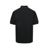 Gucci Logo-Appliqué Ribbed Jacquard Collar Polo Shirt- Black