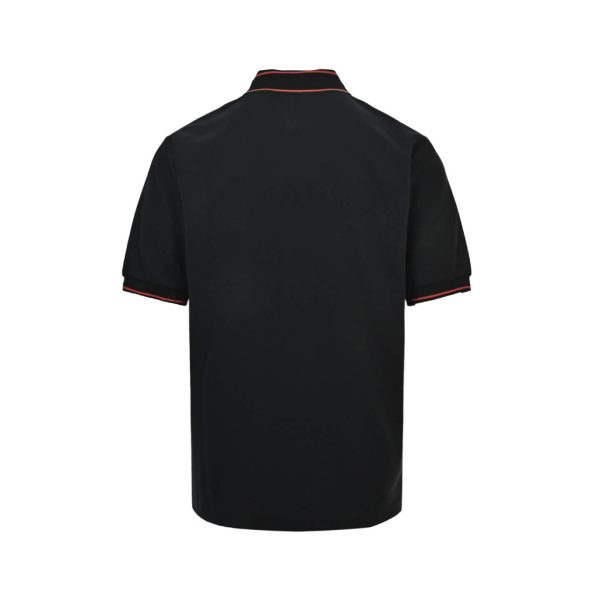 Gucci Logo-Appliqué Ribbed Jacquard Collar Polo Shirt- Black