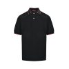 Gucci Logo-Appliqué Ribbed Jacquard Collar Polo Shirt- Black