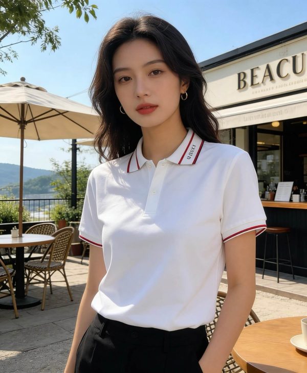 Gucci Logo-Appliqué Ribbed Jacquard Collar Polo Shirt- White