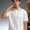 Gucci Logo-Appliqué Ribbed Jacquard Collar Polo Shirt- White