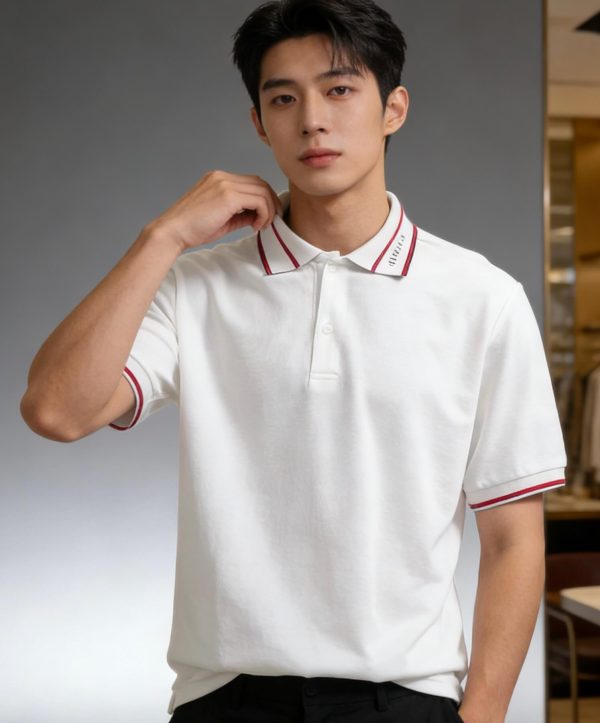 Gucci Logo-Appliqué Ribbed Jacquard Collar Polo Shirt- White