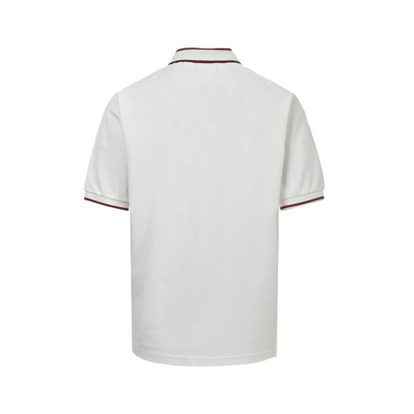 Gucci Logo-Appliqué Ribbed Jacquard Collar Polo Shirt- White