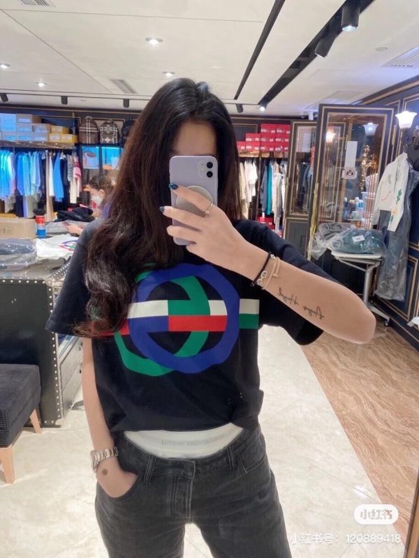 Gucci Round GG Print T-Shirt- Black