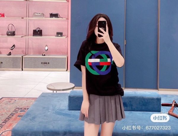 Gucci Round GG Print T-Shirt- Black