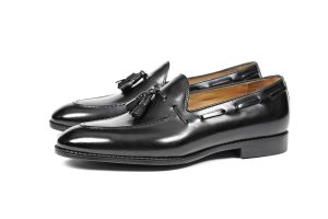 High-Shine Black Tassel Loafer | The Evening Gala Edition