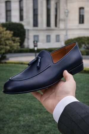 Midnight Blue Smooth-Grain Tassel Loafer | The Yacht Club Edition