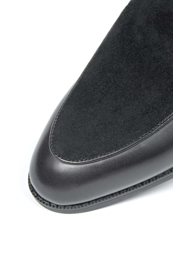 Onyx Leather & Suede "Velvet Crest" Loafer | The Black Tie Summer Edition