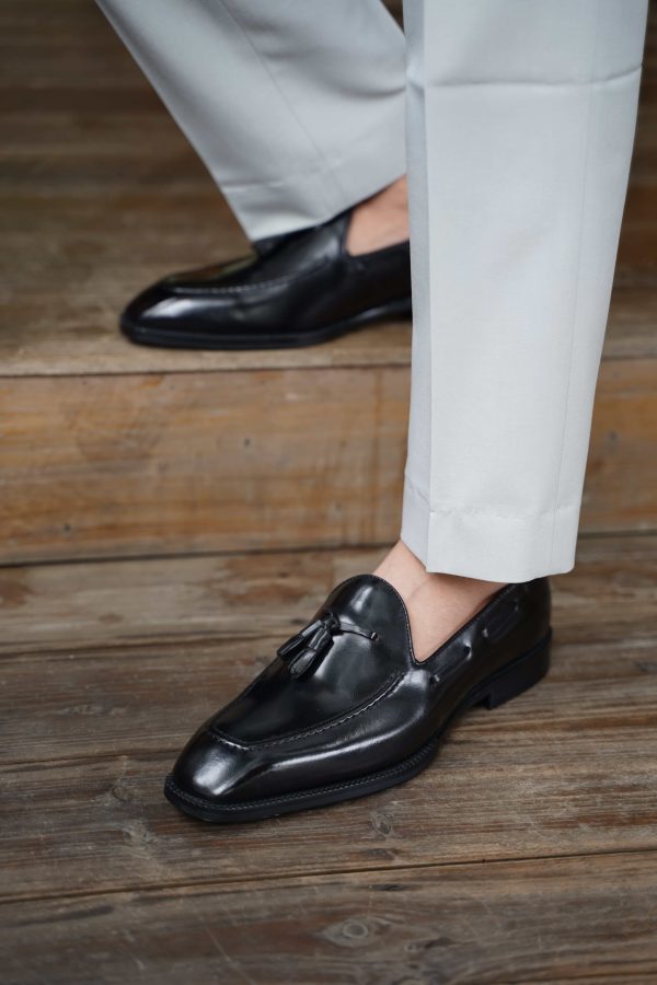 Polished Black Calfskin Tassel Loafer | The Formal Soirée Edition