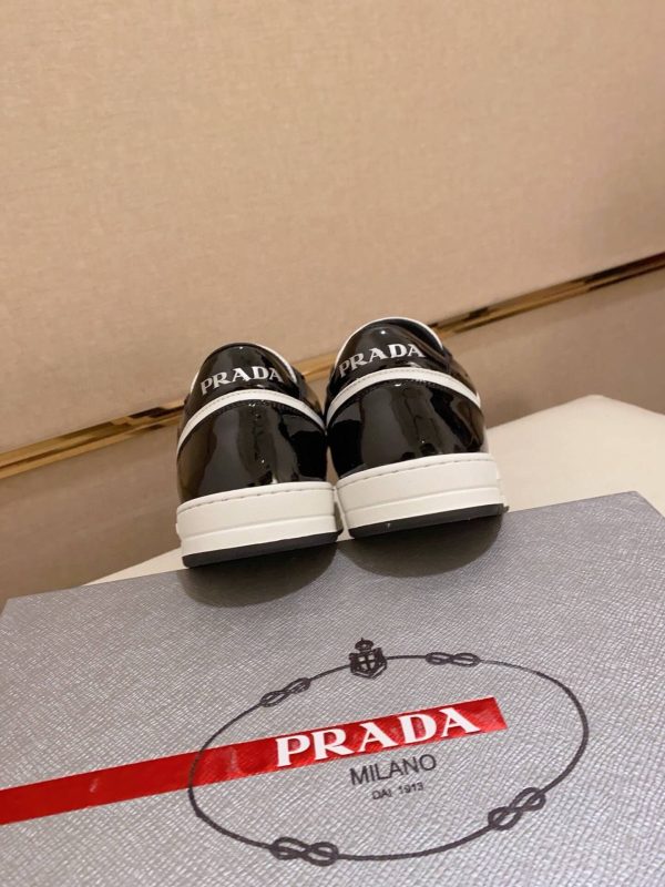 Prada Black and White Downtown Leather Sneakers