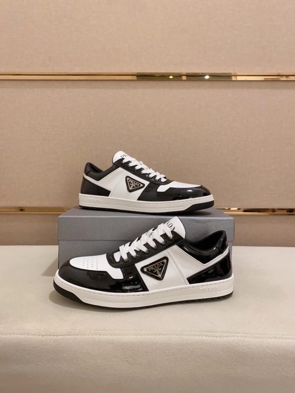 Prada Black and White Downtown Leather Sneakers