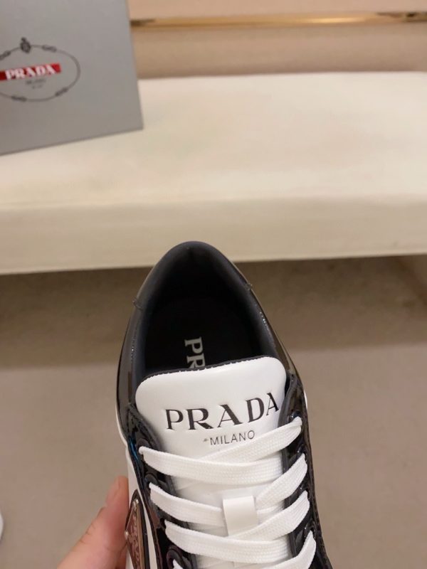 Prada Black and White Downtown Leather Sneakers