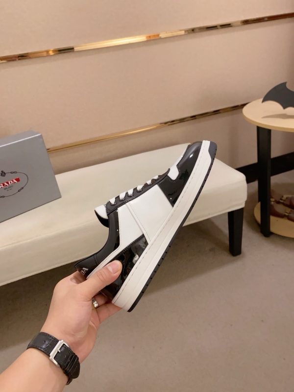 Prada Black and White Downtown Leather Sneakers