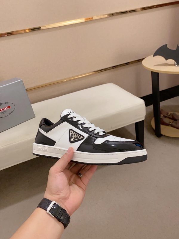 Prada Black and White Downtown Leather Sneakers