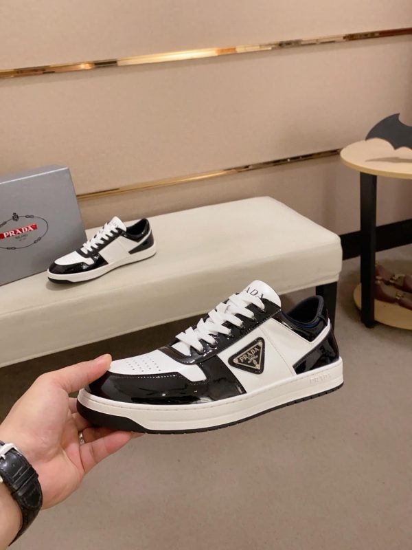 Prada Black and White Downtown Leather Sneakers