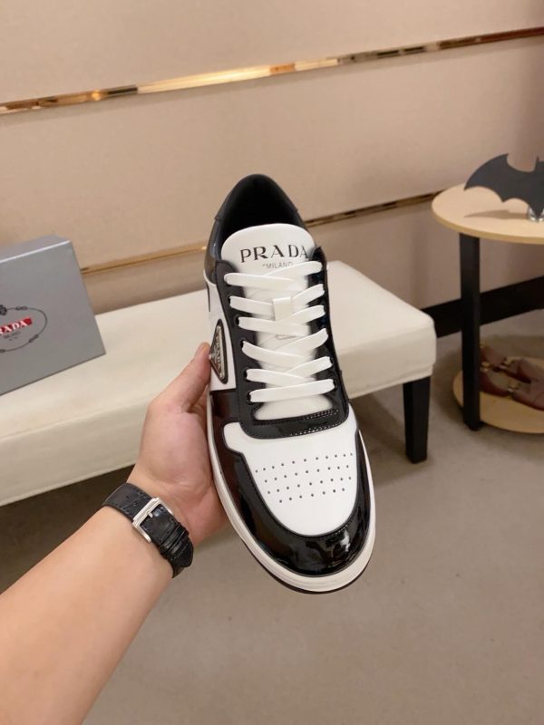 Prada Black and White Downtown Leather Sneakers
