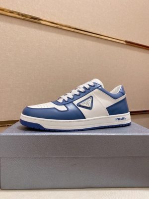 Prada -Blue -Downtown -Leather- Sneakers (1) Prada Blue Downtown Leather Sneakers