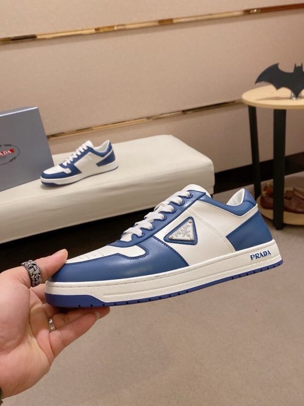 Prada Blue Downtown Leather Sneakers