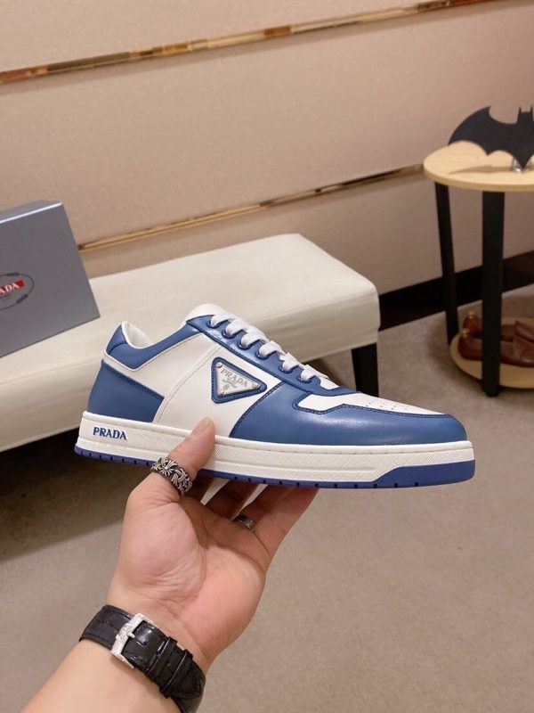 Prada Blue Downtown Leather Sneakers