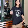 Prada Headphone Letter Print T-shirt- Black