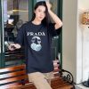 Prada Headphone Letter Print T-shirt- Black