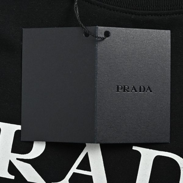 Prada Headphone Letter Print T-shirt- Black