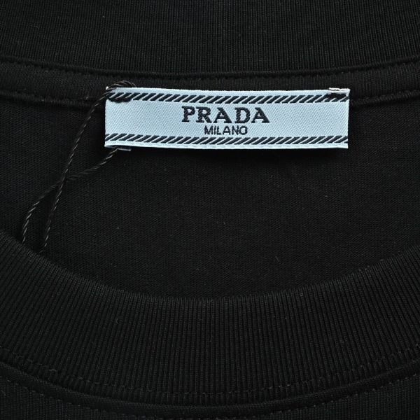 Prada Headphone Letter Print T-shirt- Black