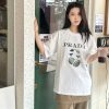 Prada Headphone Letter Print T-shirt- White