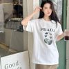 Prada Headphone Letter Print T-shirt- White