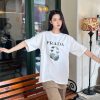 Prada Headphone Letter Print T-shirt- White