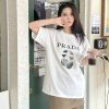 Prada Headphone Letter Print T-shirt- White
