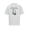 Prada Headphone Letter Print T-shirt- White