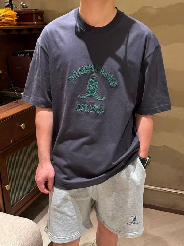 Prada Logo-Print Cotton-Jersey T-Shirt- Black