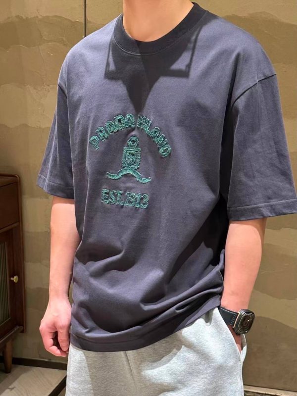 Prada Logo-Print Cotton-Jersey T-Shirt- Black