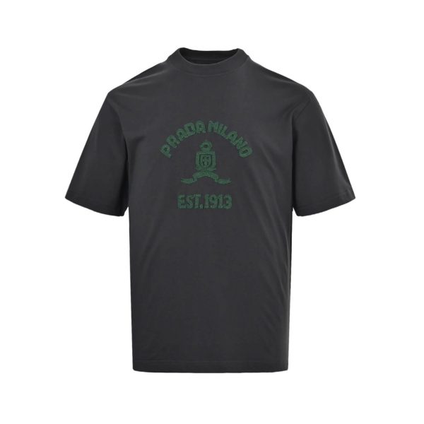 Prada Logo-Print Cotton-Jersey T-Shirt- Black