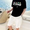 Prada Paint-Splatter Effect Logo T-shirt- Black